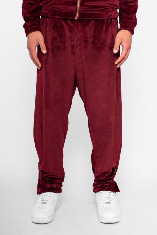 Massari G's Velour Suit Pants Burgundy