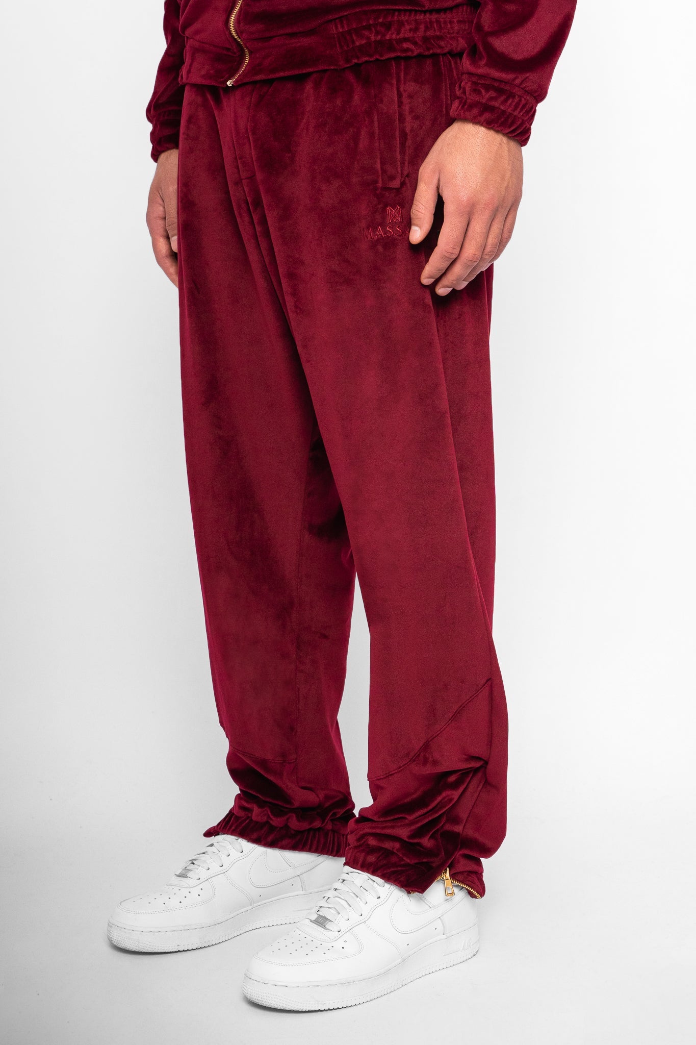 Massari G's Velour Suit Pants Burgundy