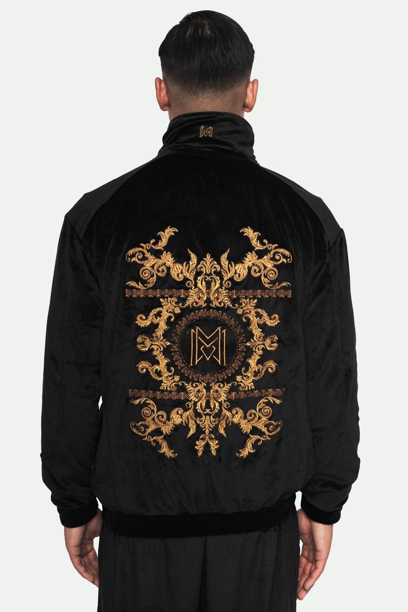 Massari G's Velour Suit Jacket Black Gold