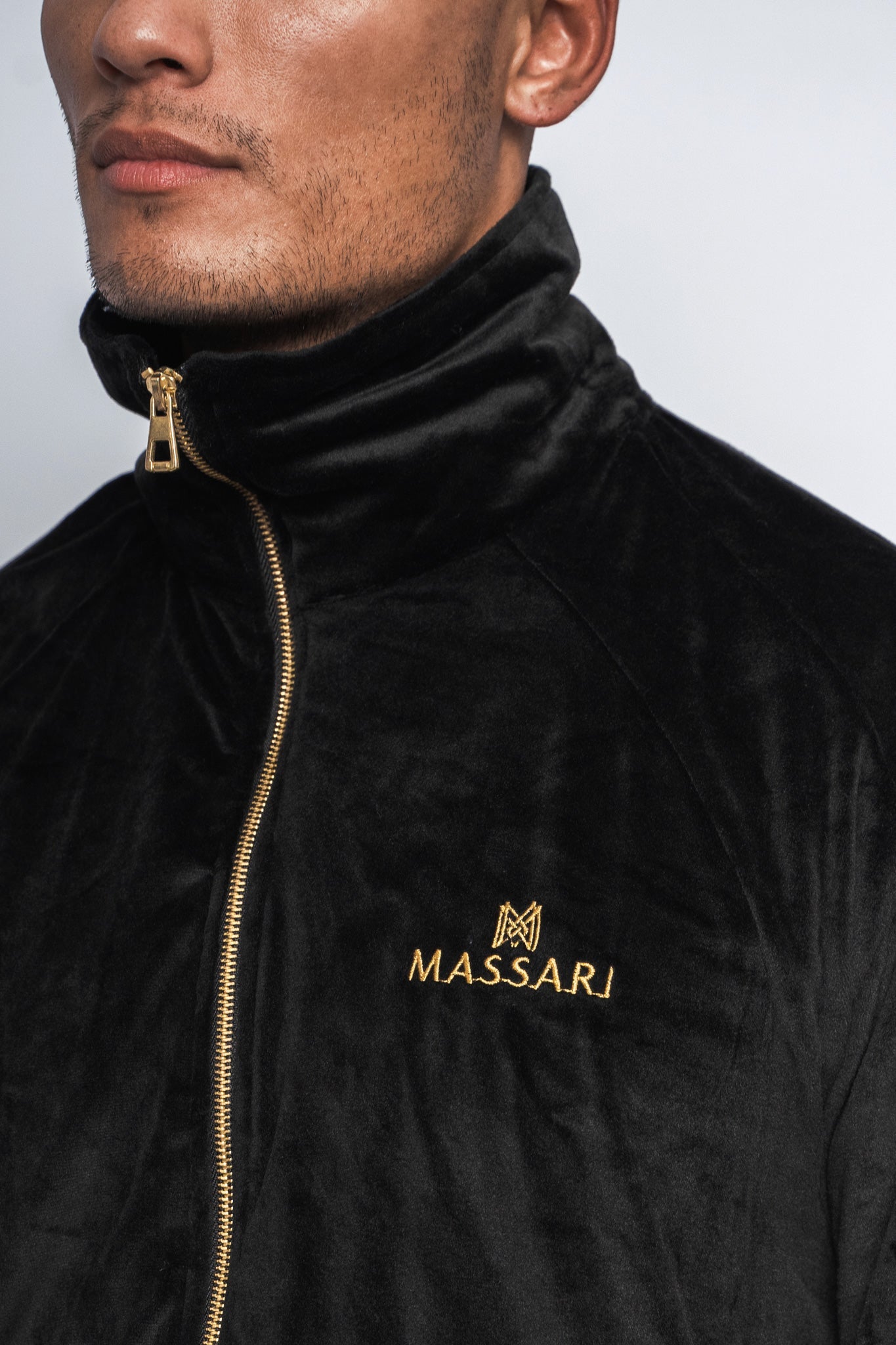 Massari G's Velour Suit Jacket Black Gold